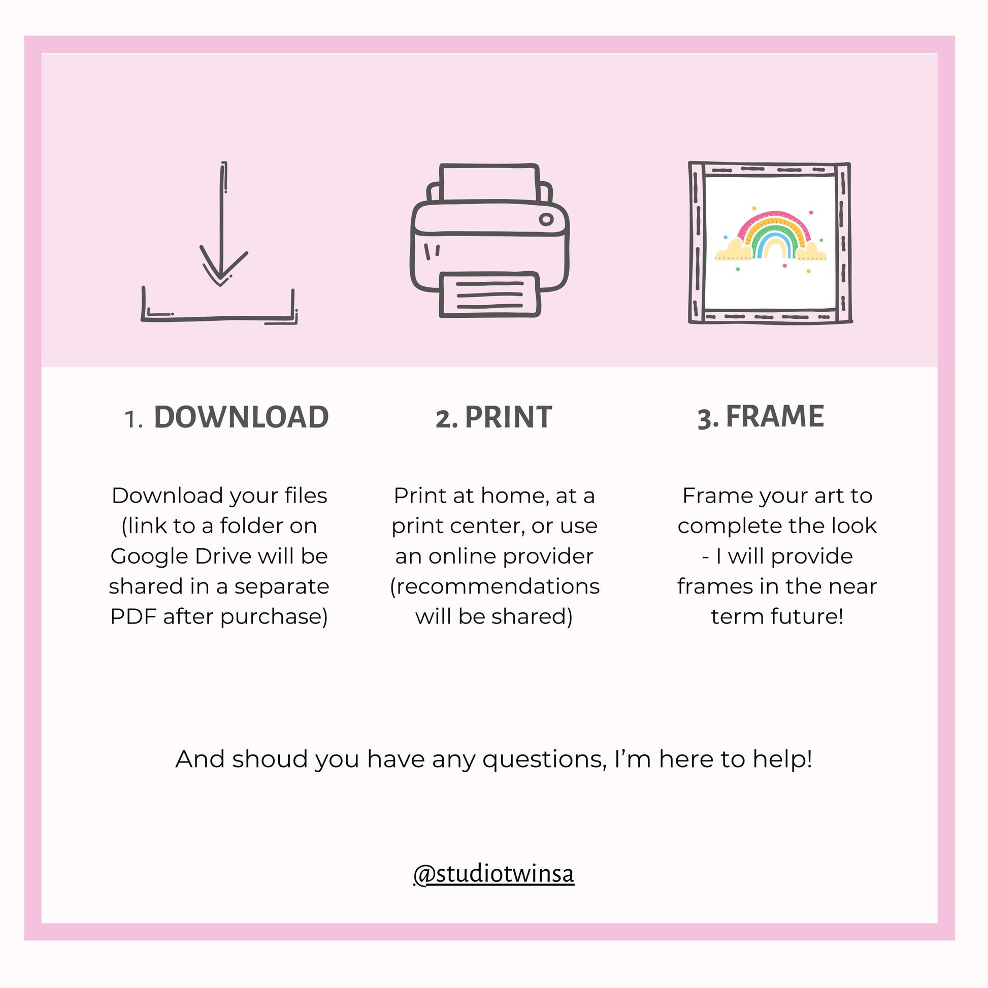 a pink poster with instructions on how to use a printer