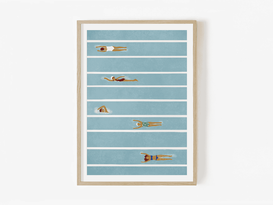 Retro-Schwimmbad-Wandkunst