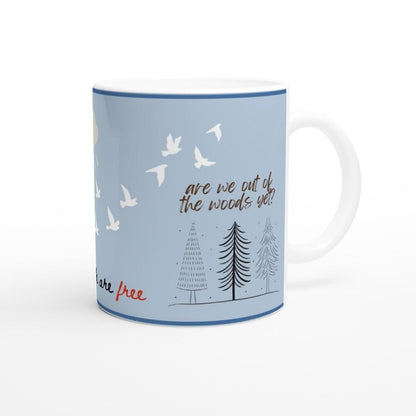 Blue ceramic mug with 1989 Taylor Swift album inspired lyrics design