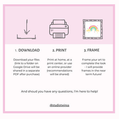 a pink poster with instructions on how to use a printer