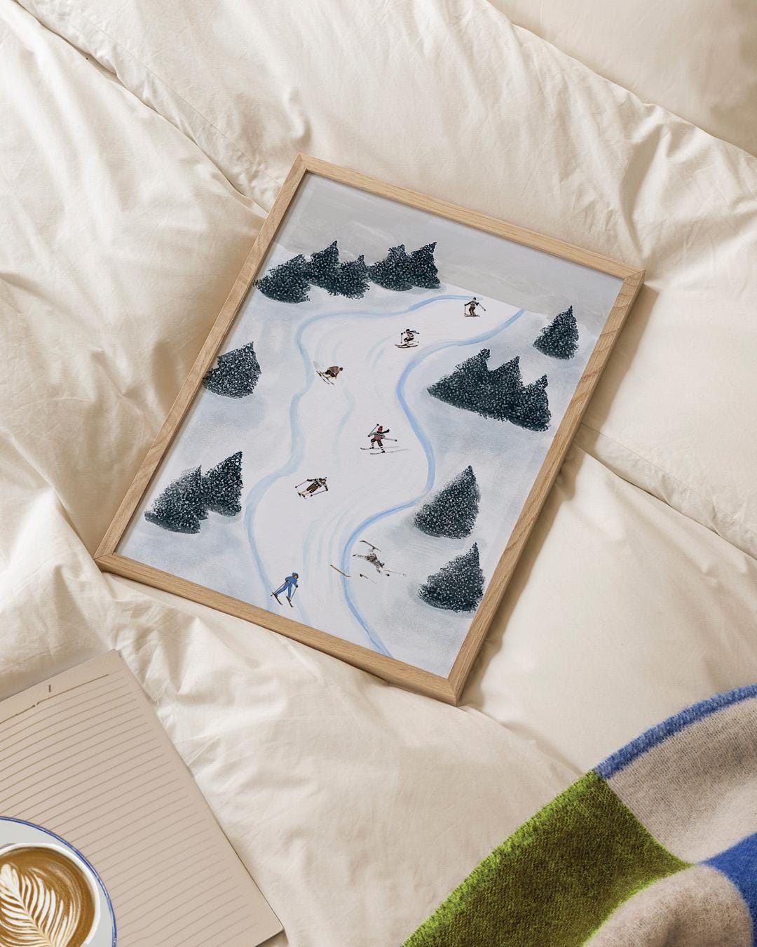 Mountain Climbers, minimalist skiing wall art print, Scandinavian illustration by Studio Twins