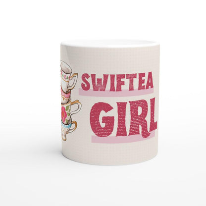 White ceramic mug featuring Taylor Swift song lyrics