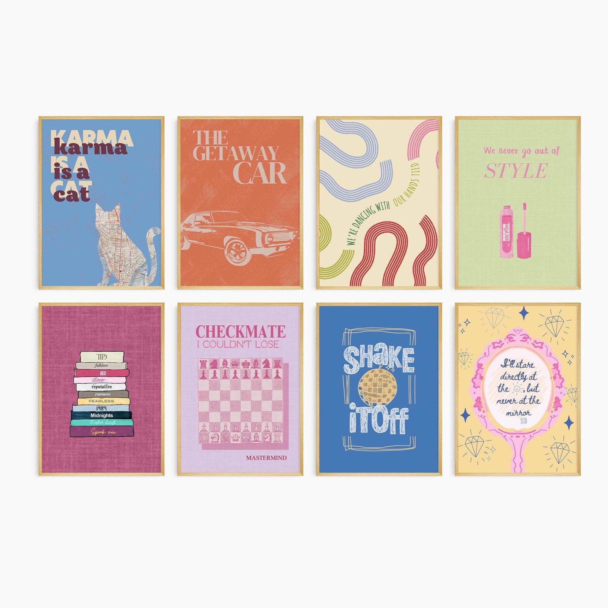 Taylor Swift-Inspired Wall Art Set | 6 Printable Posters with Iconic Lyrics | Whimsical Gallery Prints for Swifties