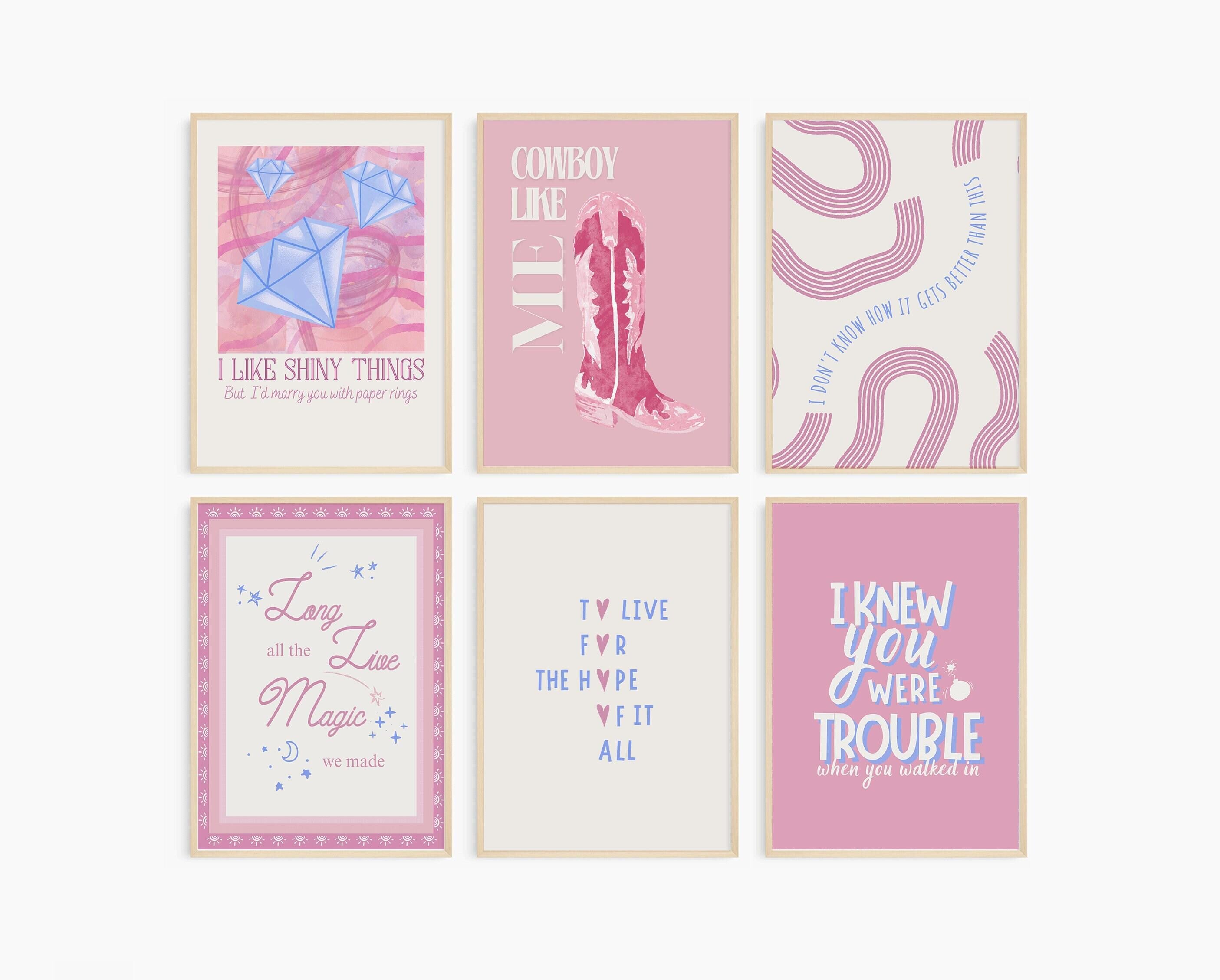 Pink Swiftie Wall Art Set - Lover  Cowboy Decor