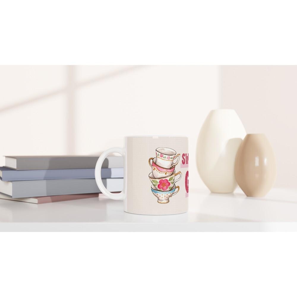 White ceramic mug featuring Taylor Swift song lyrics