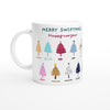 White ceramic mug with Merry Swiftmas holiday design for Taylor Swift fans