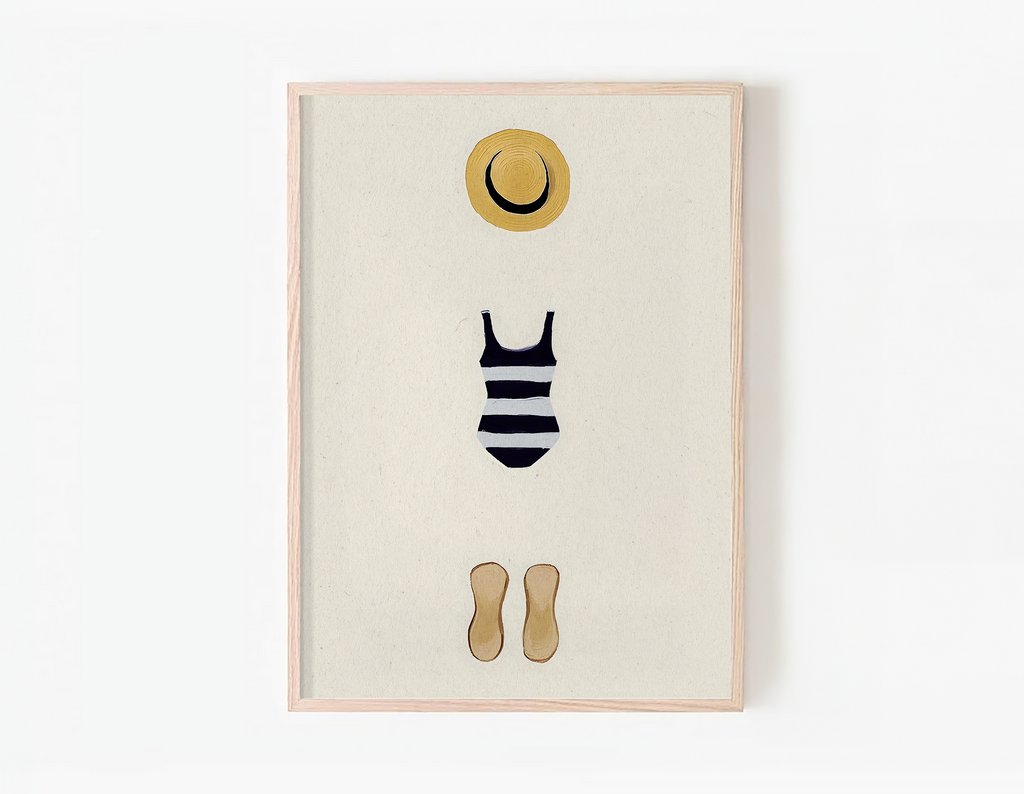 Summer Backpacking, minimalist tennis wall art print, Scandinavian illustration by Studio Twins