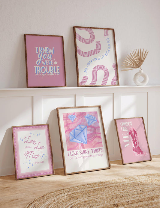 Pink Swiftie Wall Art Set - Lover  Cowboy Decor