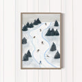 Mountain Climbers, minimalist skiing wall art print, Scandinavian illustration by Studio Twins