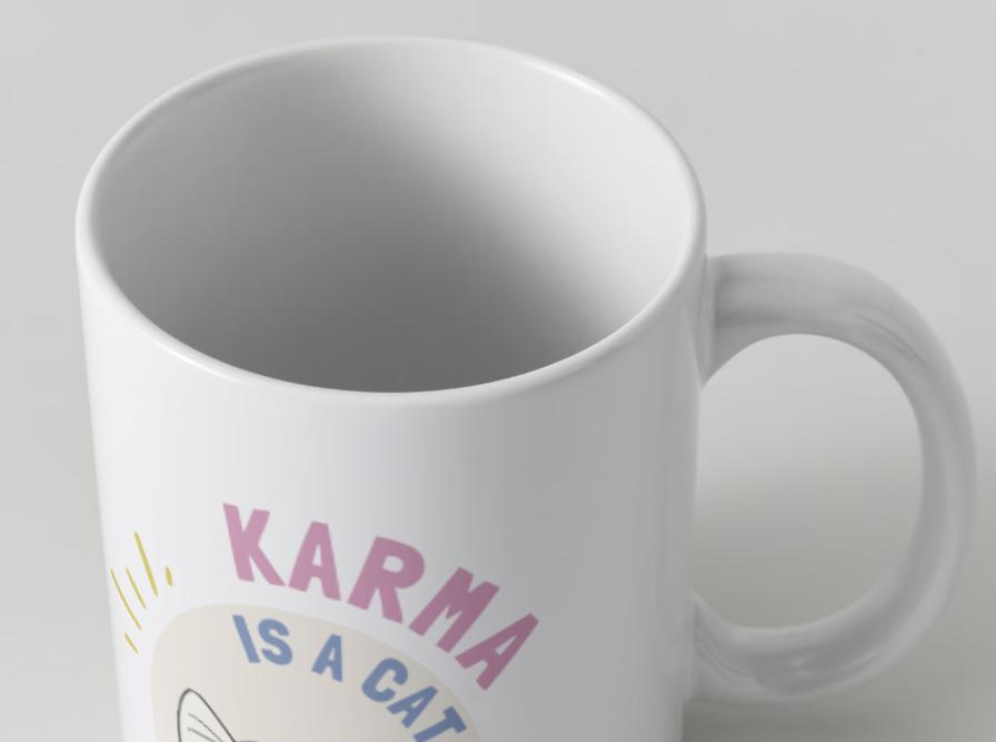 Karma Is A Cat funny Taylor Swift themed coffee mug