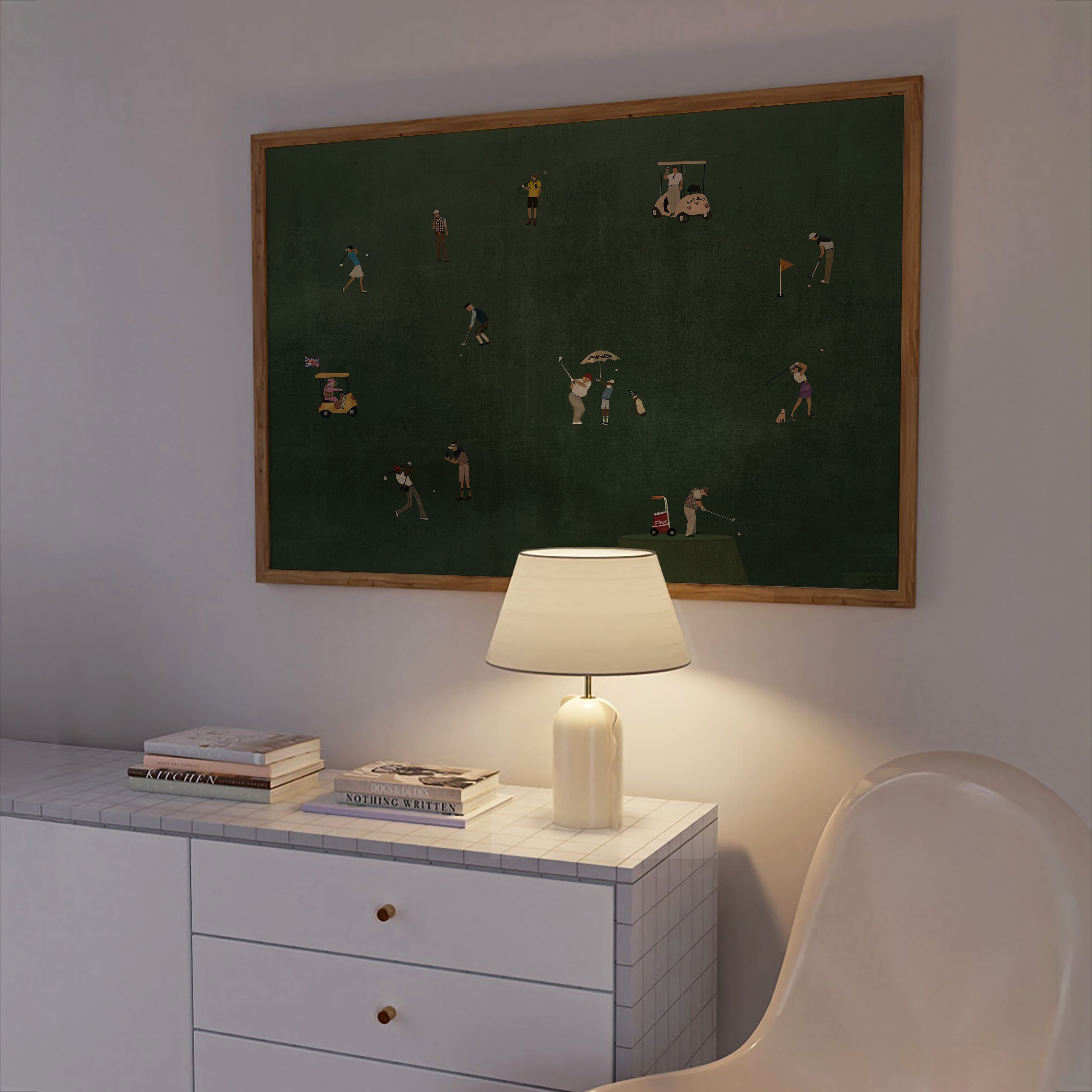 Wolf Of Golf Street (H), minimalist golf wall art print, Scandinavian illustration by Studio Twins