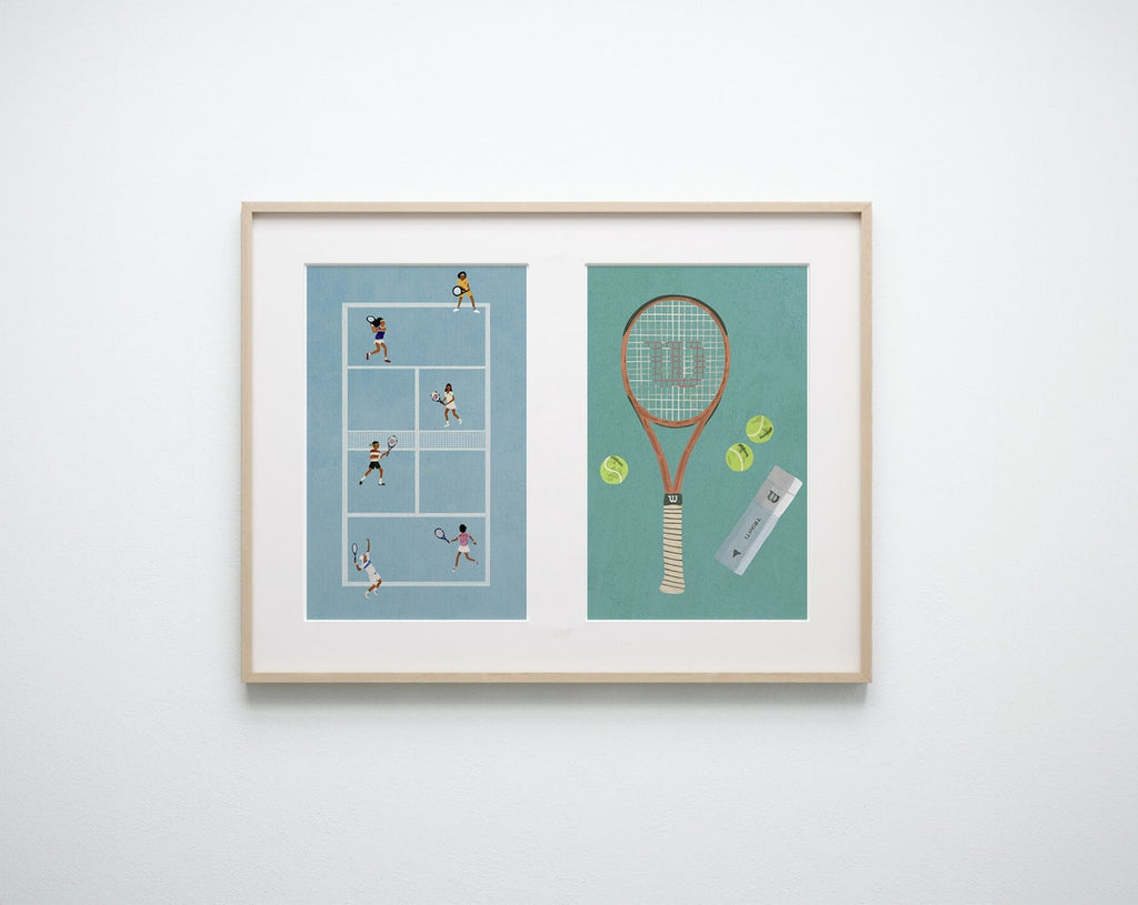 Póster de tenis vintage: impresión artística retro para decoración de pared de tenis