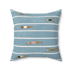 swimming beach tiny figures pillow cushion
