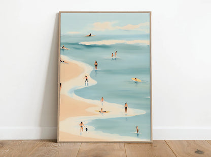 Cute summer print, Beach day art, Minimalist Wall Art, Dorm decor, Blue Art Print, blue wall art, blue wall art, acstract print, digital print, abstract people art, scandinavian art, nordic print, nordic wall art, summer print, beach wall art