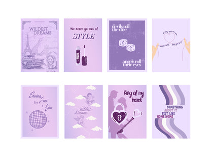 Purple taylor print bundle, all too well, we never go out of style, roll the dice, Swiftie gift, swiftie gift, purple poster bundle