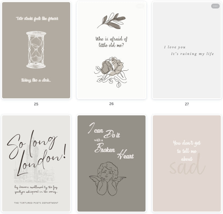 The Tortured Poets Department" - Digital Poster Bundle (30 Prints) Inspired by Taylor Swift