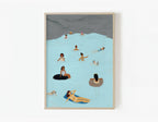 Paws and Pool, dogs and swimmers summer art print by Studio Twinswa