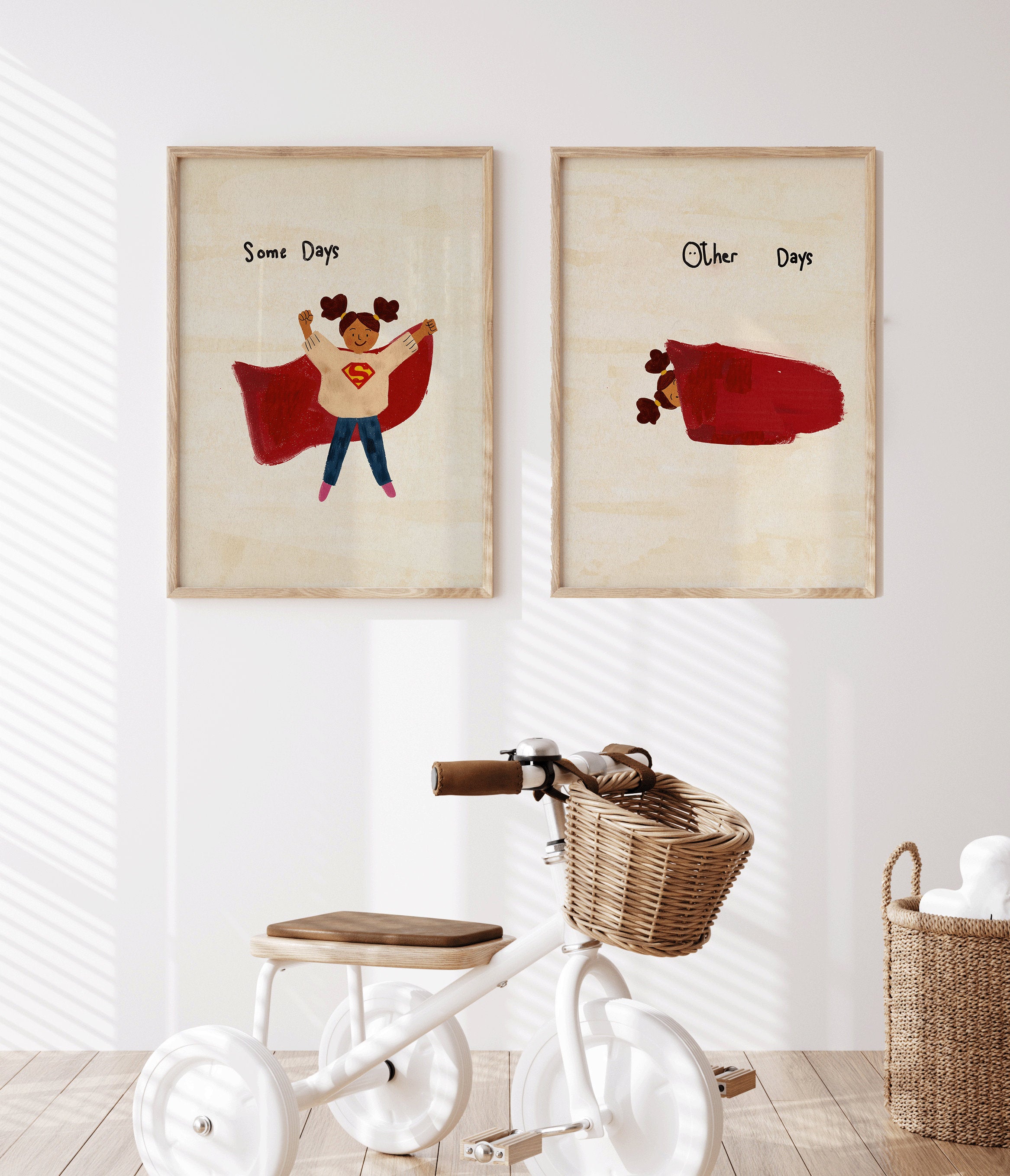 Whimsical children poster, Superman poster, cute print, motivational Print, kids poster, Playful Minimalist, gouache illustration, children