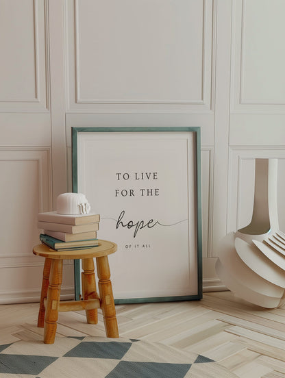 To Live For The Hope Of It All, Song Lyrics Poster, Taylor Swift Lyric Art Print, Wall Decor, Swiftie Gift Merch, Taylor Swift Fan Gift