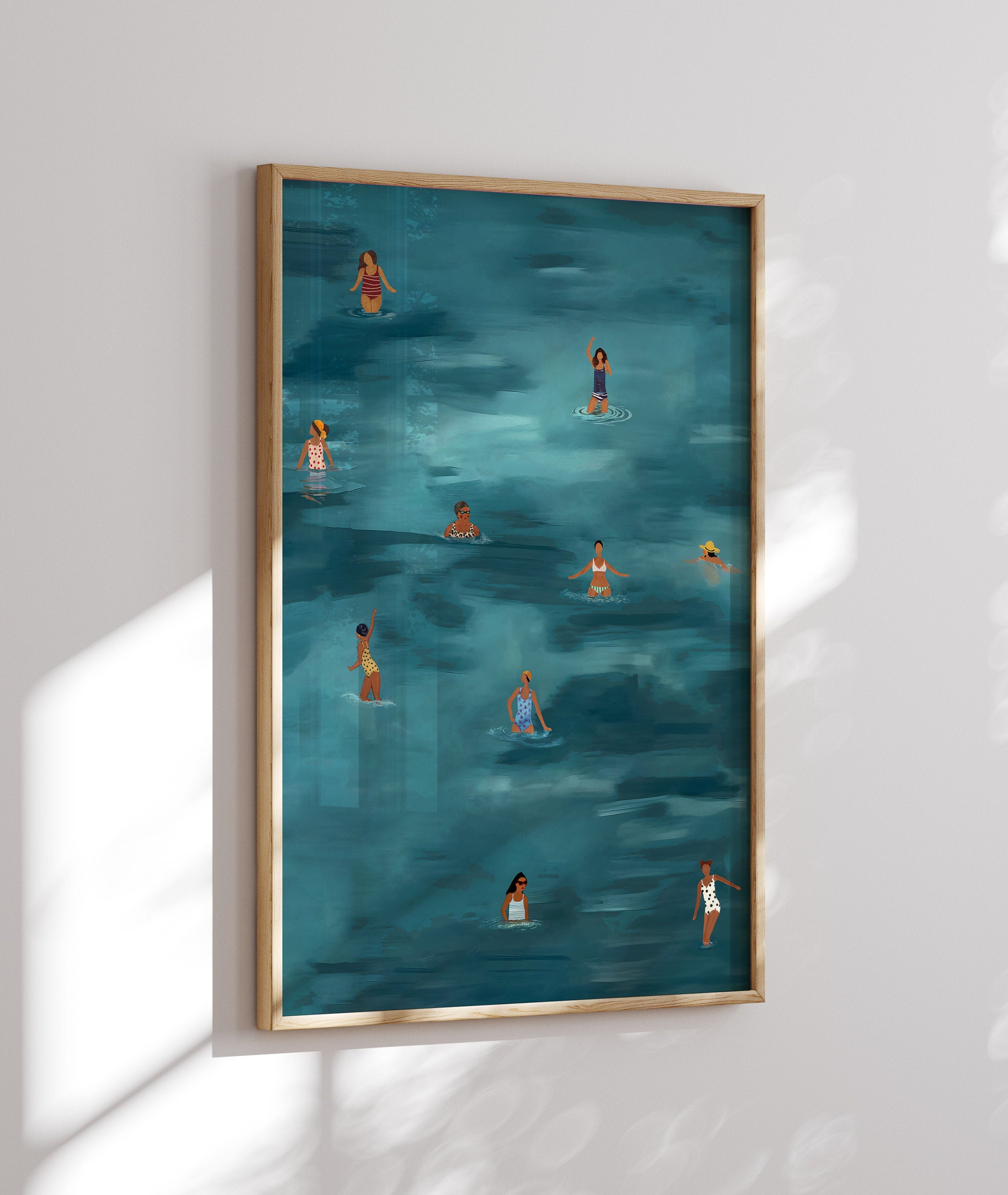 Echoes Of Summer, minimalist swimming wall art print, Scandinavian illustration by Studio Twins