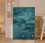 Echoes Of Summer, minimalist swimming wall art print, Scandinavian illustration by Studio Twins