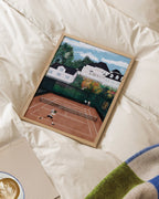 Oslo Tennisklubb, minimalist tennis wall art print, Scandinavian illustration by Studio Twins