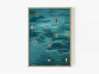 Echoes Of Summer, minimalist swimming wall art print, Scandinavian illustration by Studio Twins