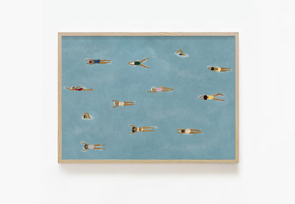 Horizontal Swimming Pool Art, minimalist swimming wall art print, Scandinavian illustration by Studio Twins
