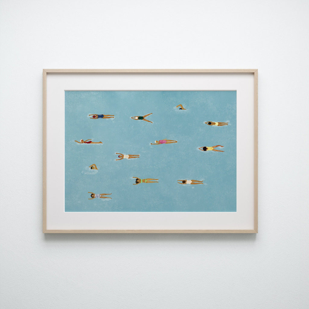 Horizontal Swimming Pool Art, minimalist swimming wall art print, Scandinavian illustration by Studio Twins