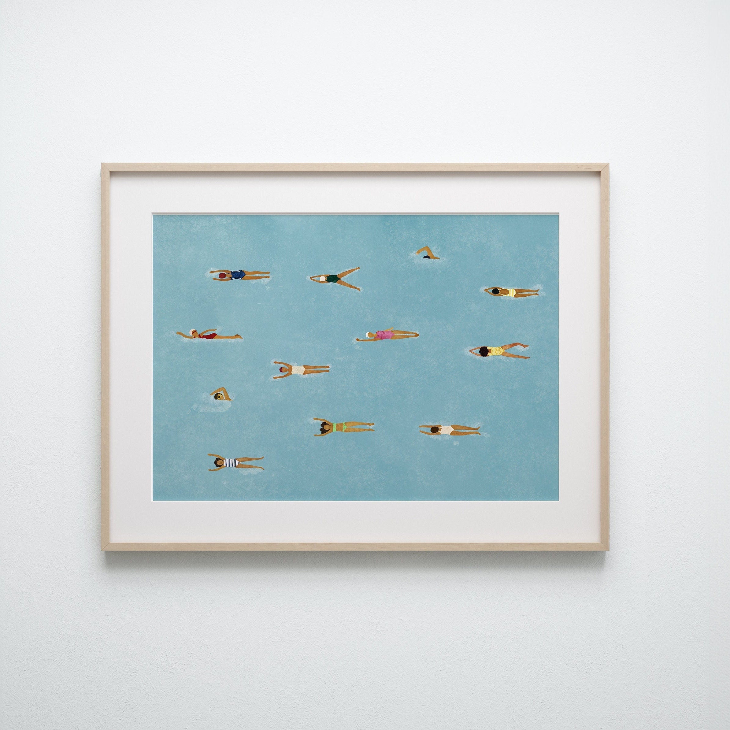 Horizontal Swimming Pool Art, minimalist swimming wall art print, Scandinavian illustration by Studio Twins