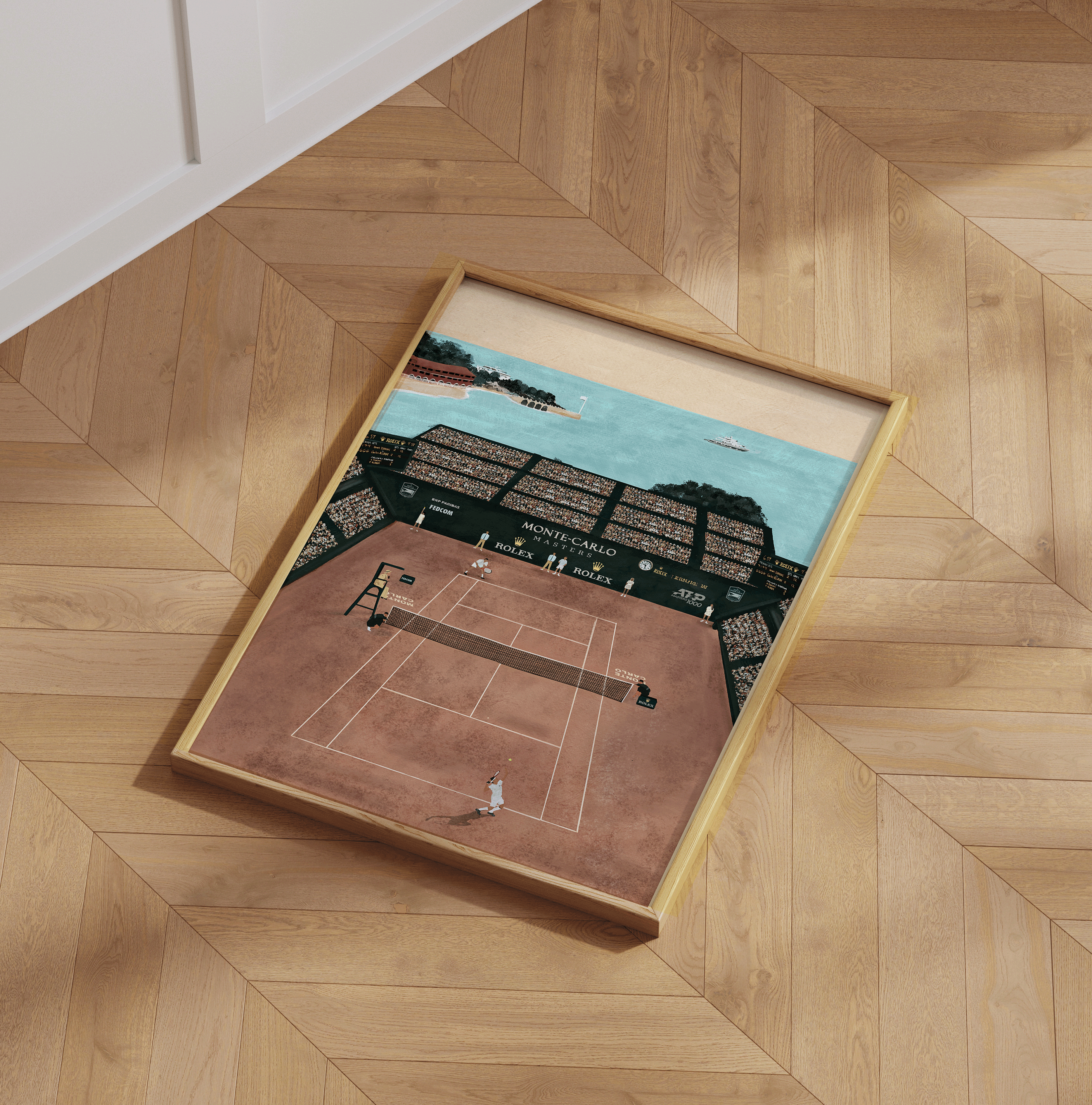 Monte-Carlo Masters, minimalist tennis wall art print, Scandinavian illustration by Studio Twins