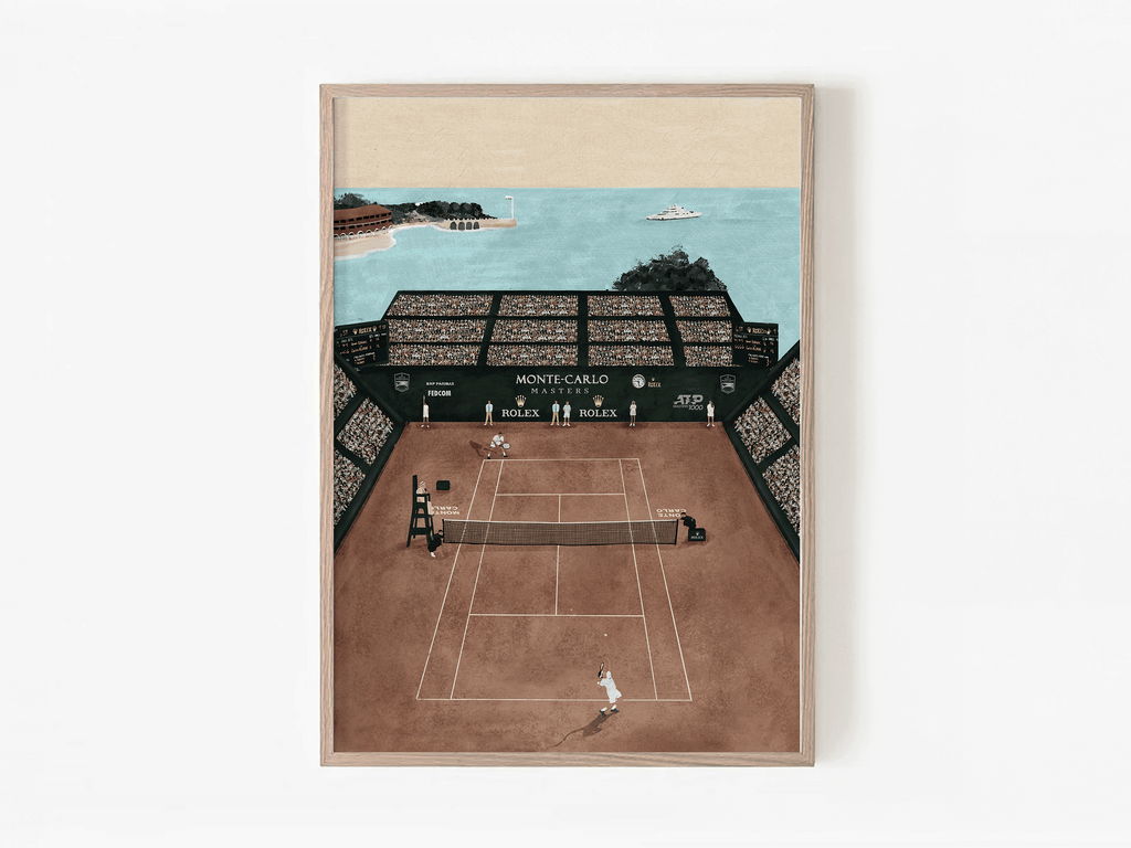 Monte-Carlo Masters, minimalist tennis wall art print, Scandinavian illustration by Studio Twins
