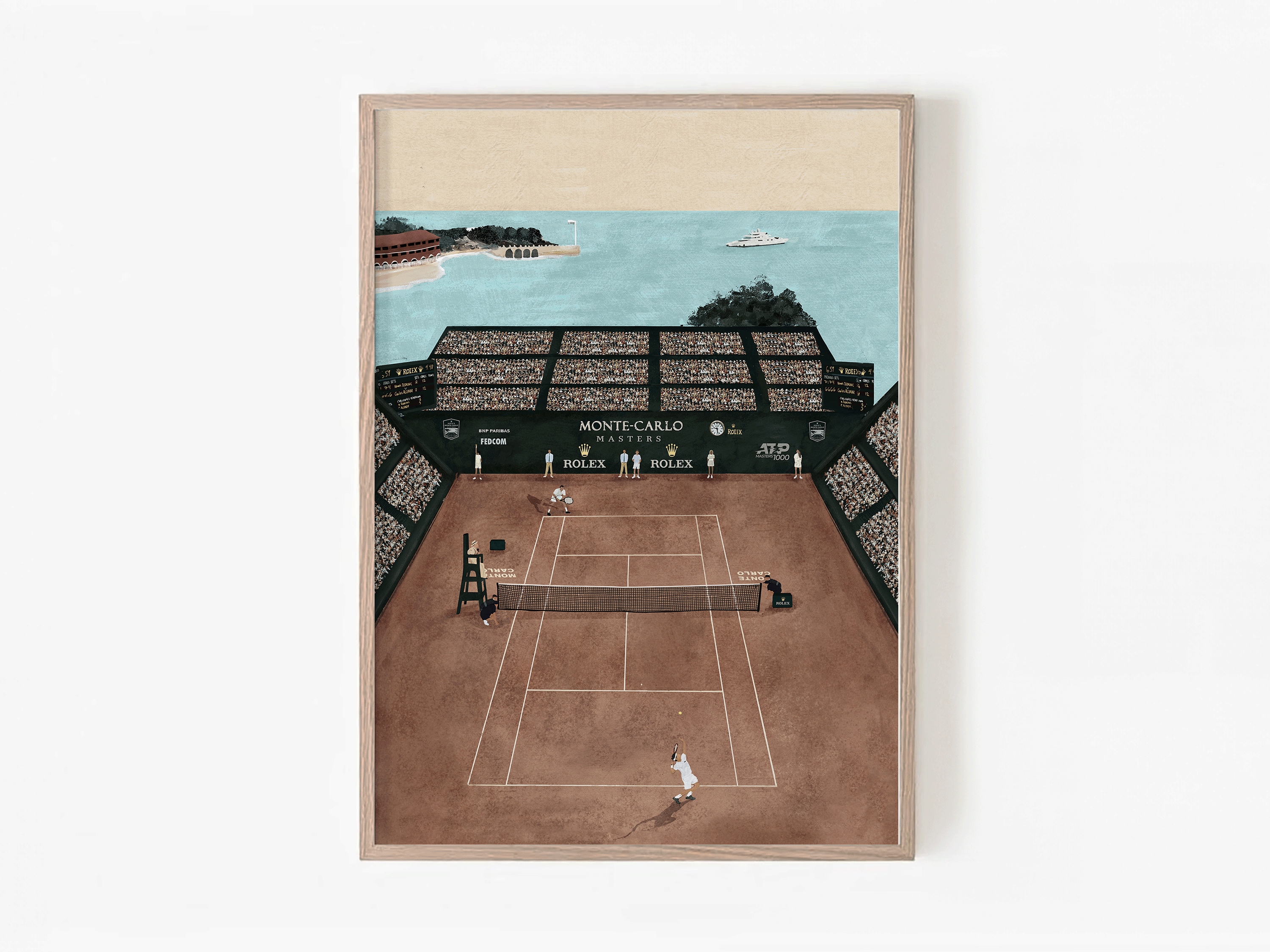 Monte-Carlo Masters, minimalist tennis wall art print, Scandinavian illustration by Studio Twins