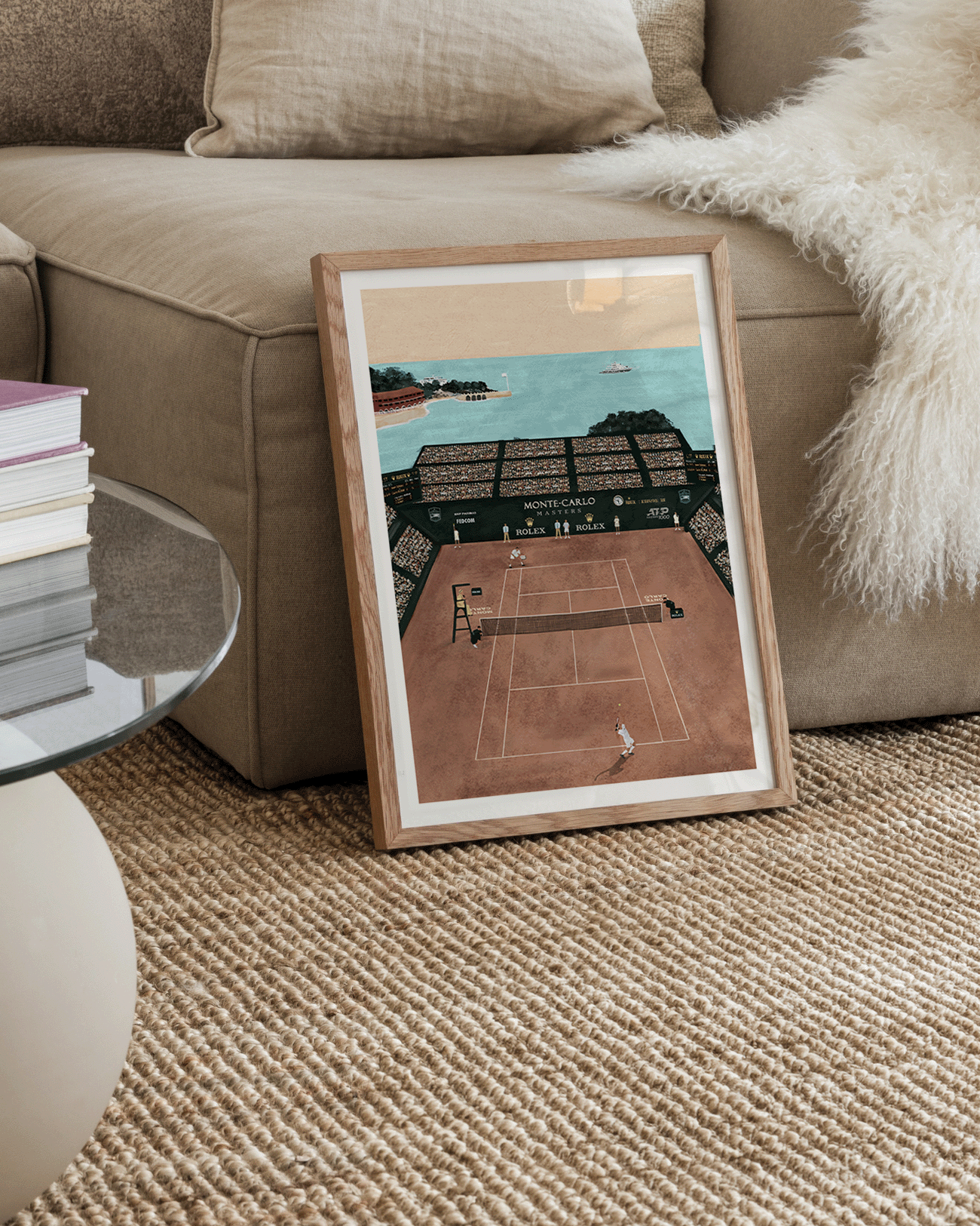 Monte-Carlo Masters, minimalist tennis wall art print, Scandinavian illustration by Studio Twins
