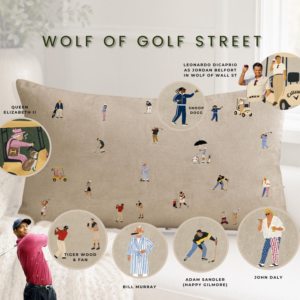Natural golf course pillow in a neutral interior