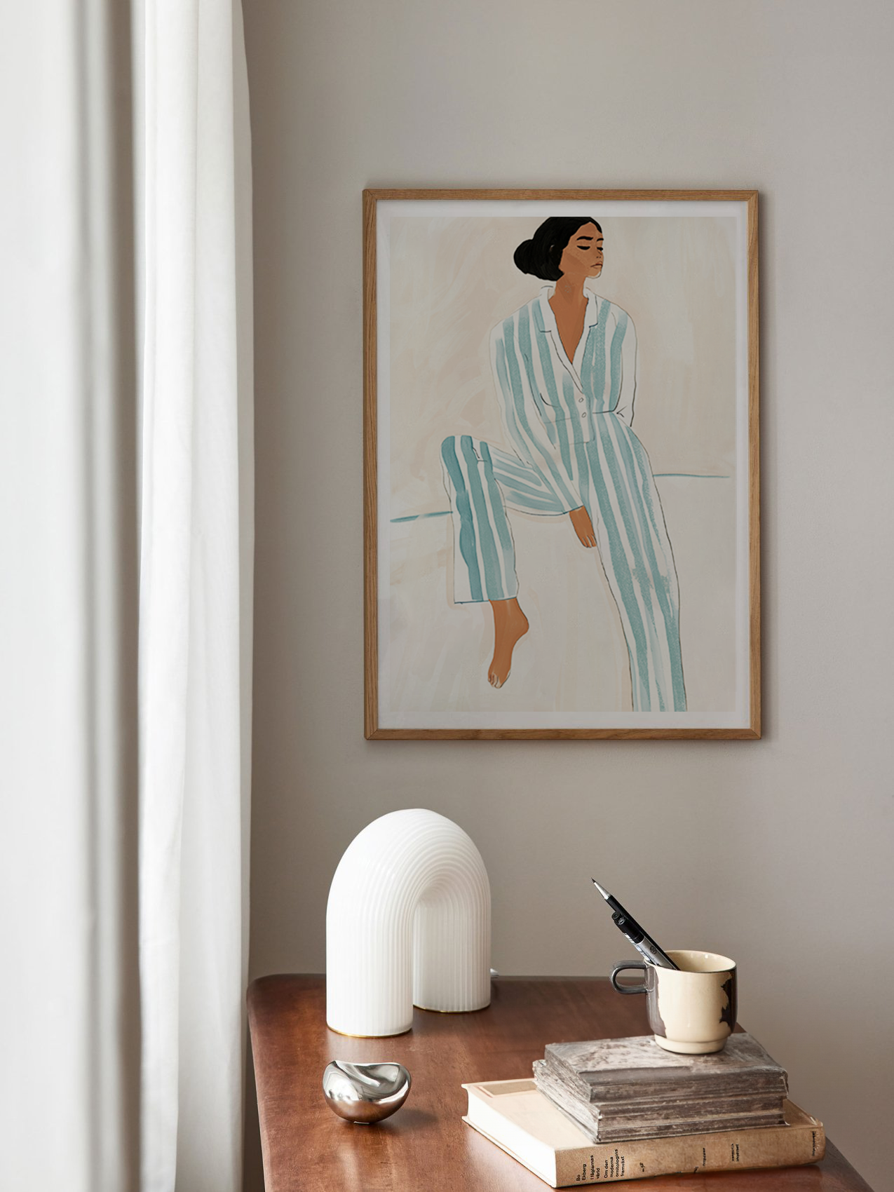 Striped Pajama Lady Poster