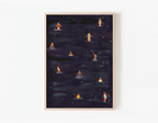 Dip In The Night, minimalist swimming wall art print, Scandinavian illustration by Studio Twins