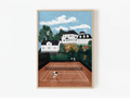 Oslo Tennisklubb aerial tennis court artwork - pillow design