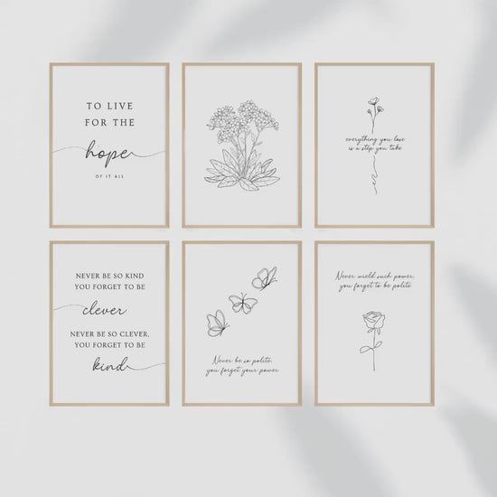 Elegant Taylor Inspired Poster Set, Clever and Kind Quotes, Evermore Album Decor, Swiftie gift, digital Wall Art, Inspirational Prints