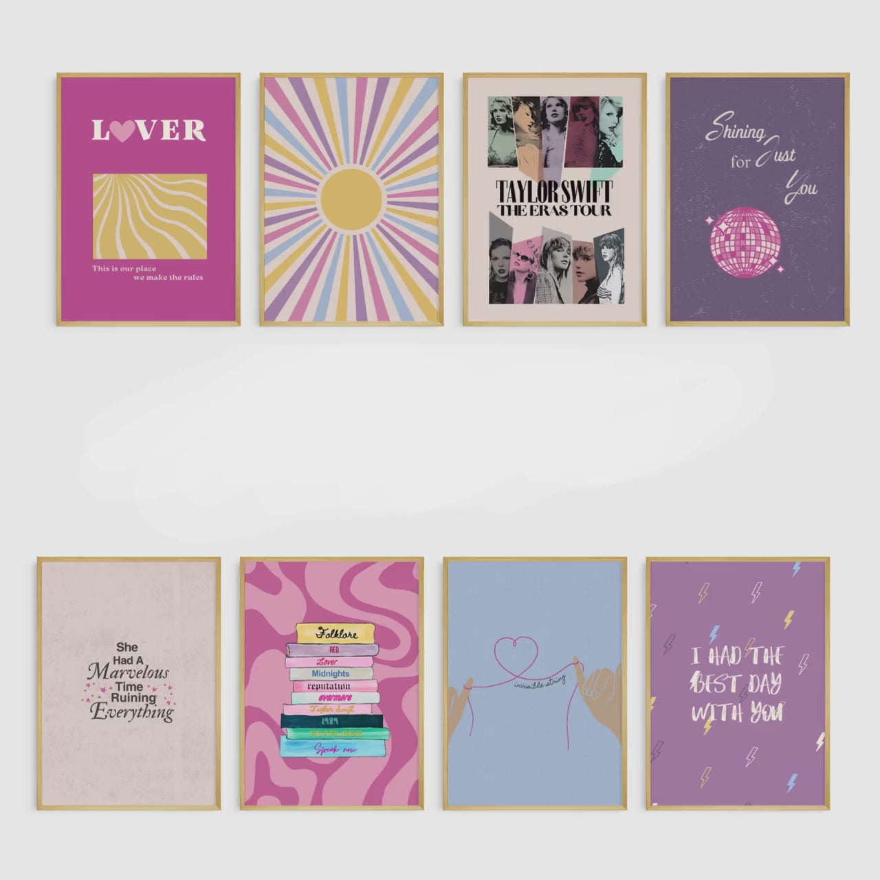 PHYSICAL PRINT | Eras print set of 8, TTPD print, swiftie gift, folklore print, mirrorball poster, lover print, knew you were trouble