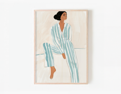 Striped Pajama Lady Poster