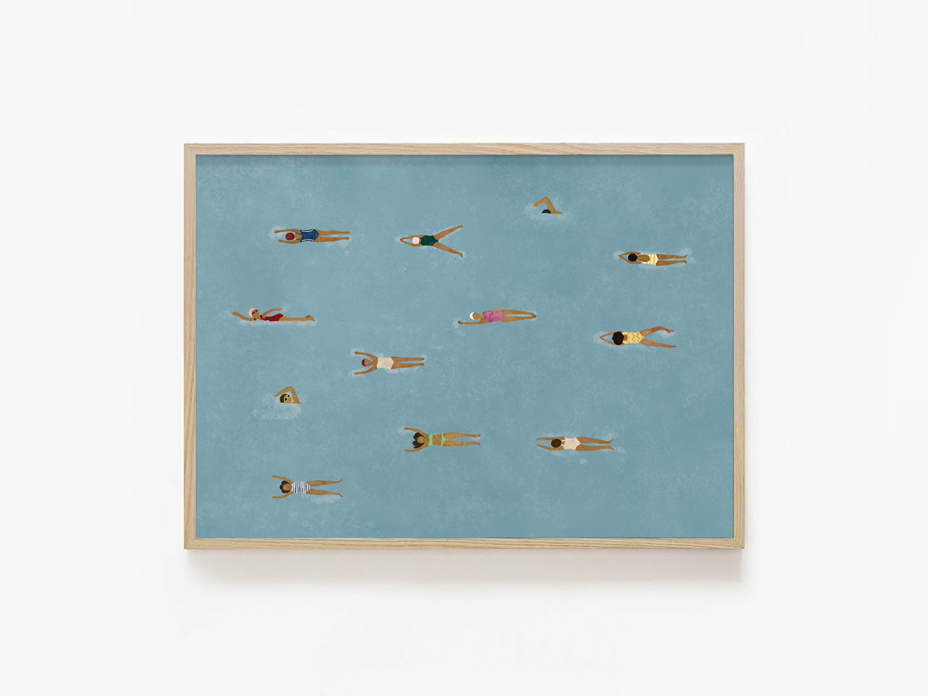 Beneath The Surface, minimalist swimming wall art print, Scandinavian illustration by Studio Twins
