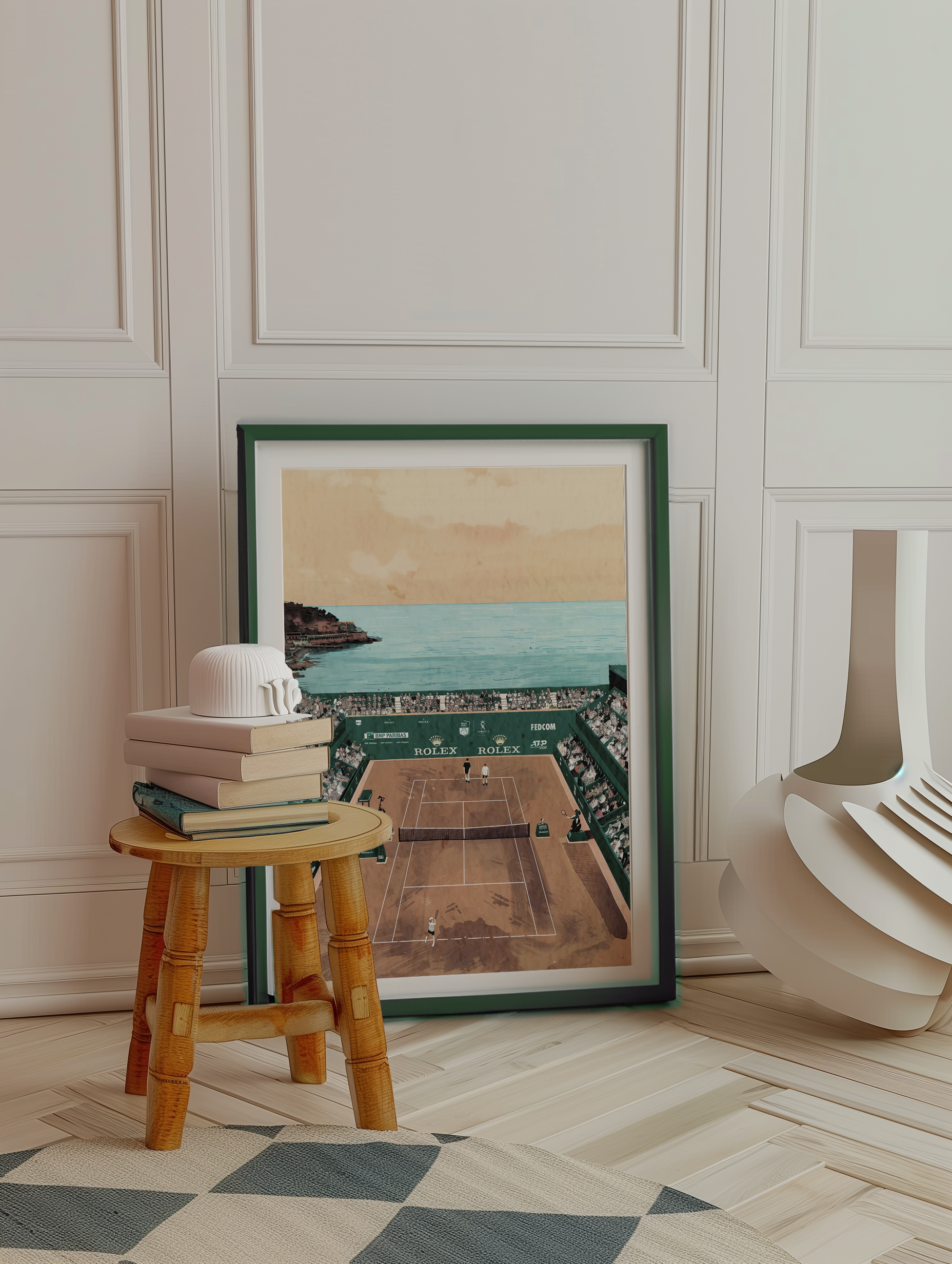 Monte-Carlo Masters, minimalist tennis wall art print, Scandinavian illustration by Studio Twins