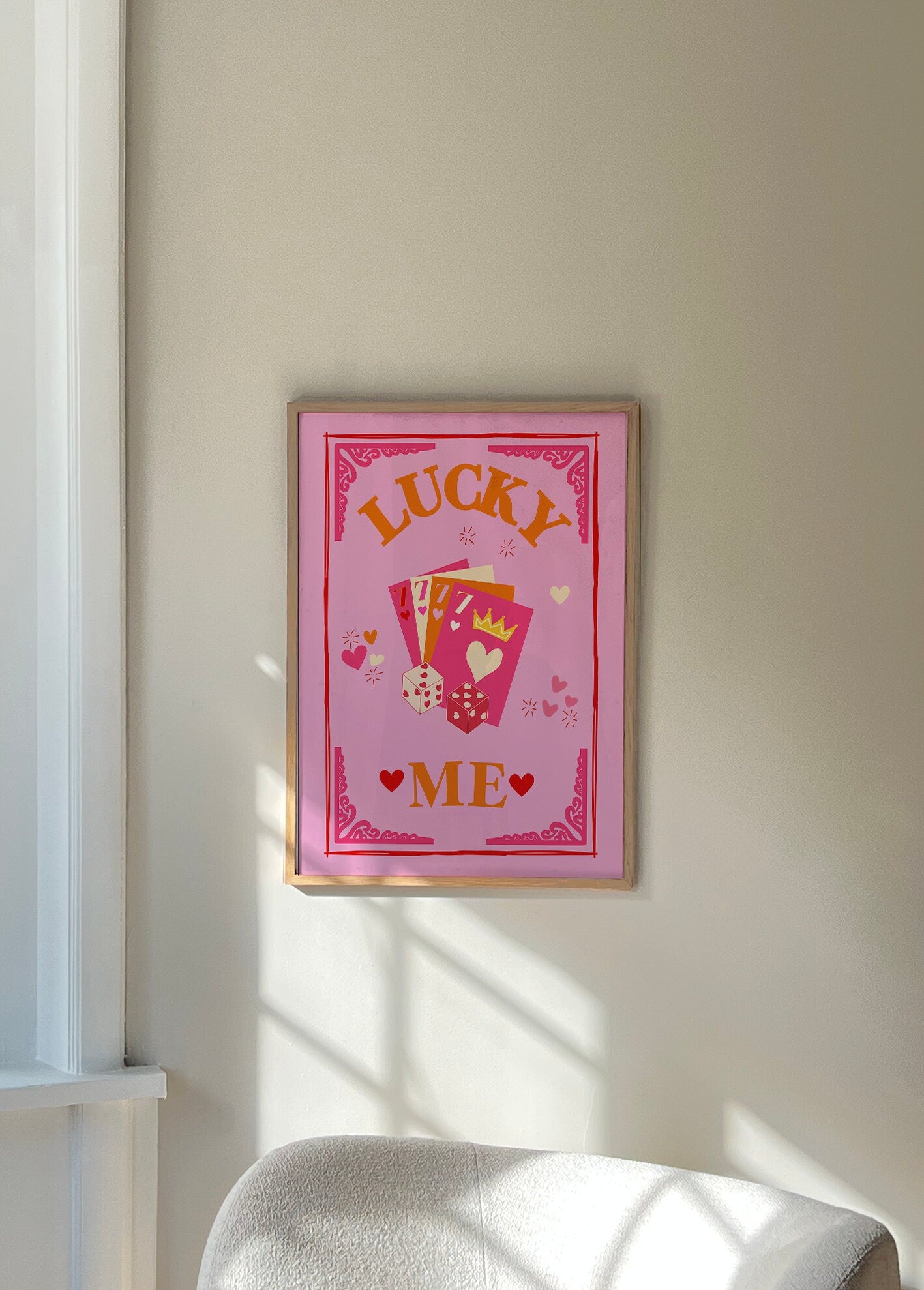 Lucky You Print Poster, Queen Print, Funny Typography Print, Lucky You Poster, Queen Card Wall Print, Eclectic Print, Pink Wall Art, Décor