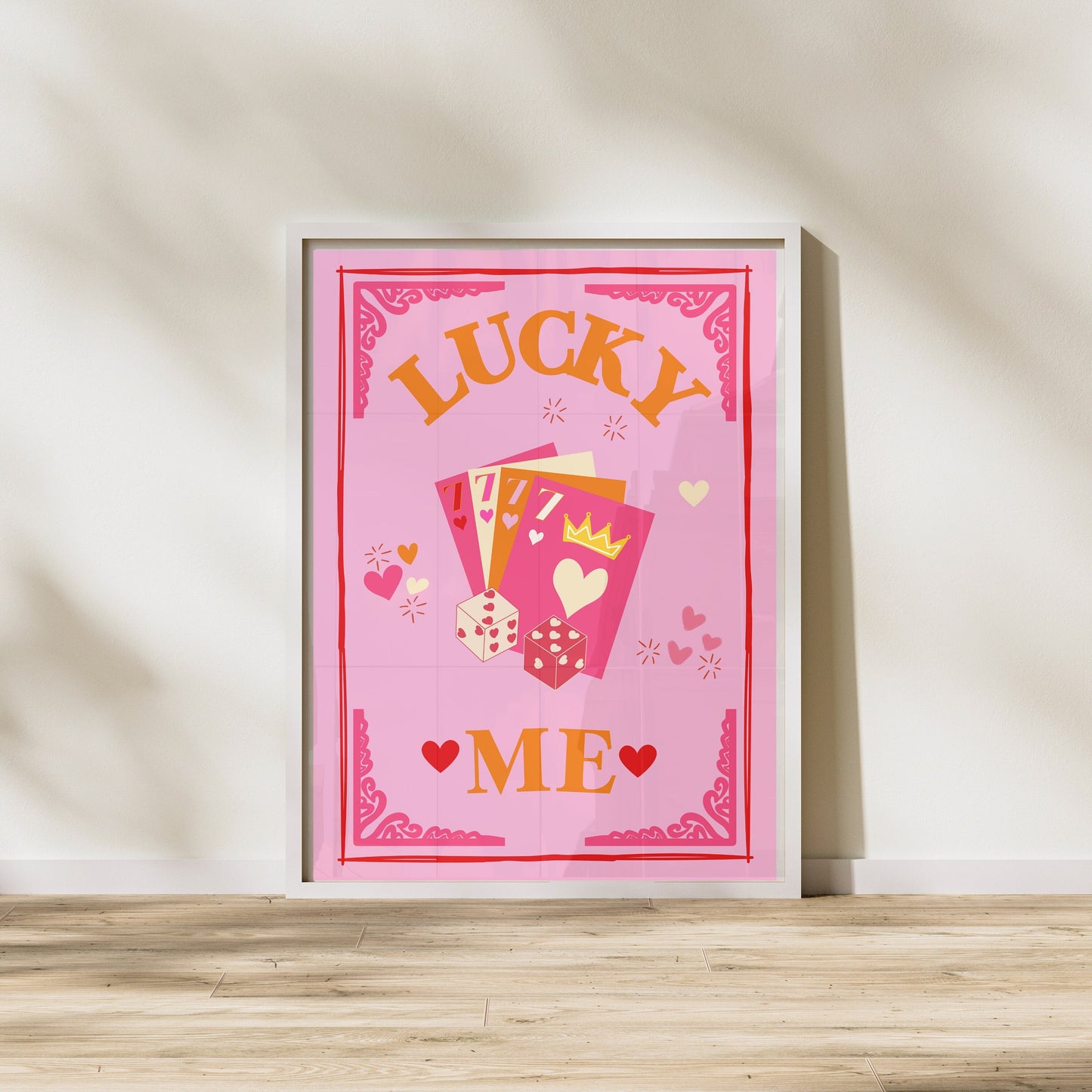 Lucky You Print Poster, Queen Print, Funny Typography Print, Lucky You Poster, Queen Card Wall Print, Eclectic Print, Pink Wall Art, Décor