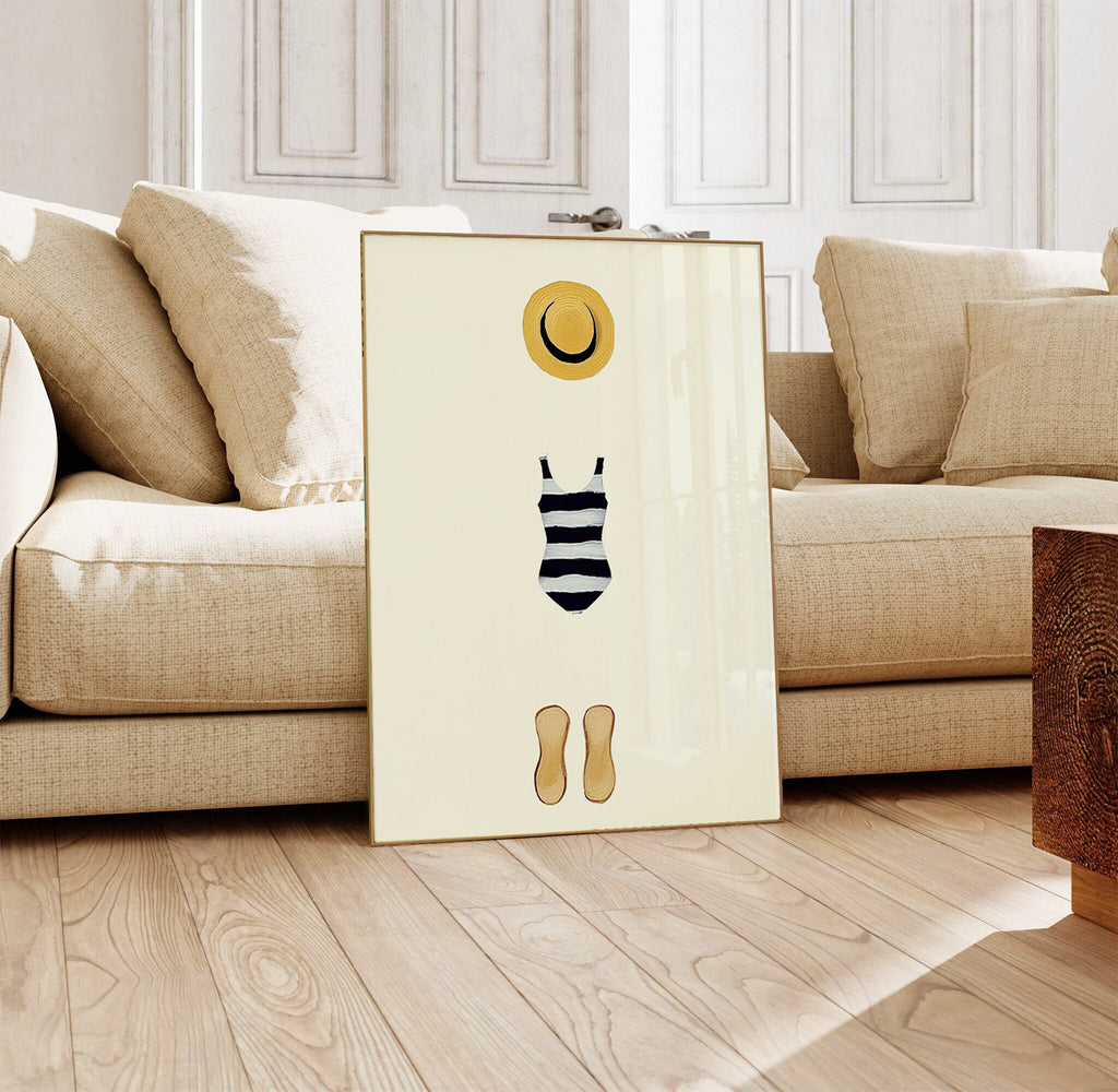 Cute summer print, Beach day art, Female diving Print, Minimalist Wall Art, Dorm decor, Bikini Print, summer wall art, watercolor print