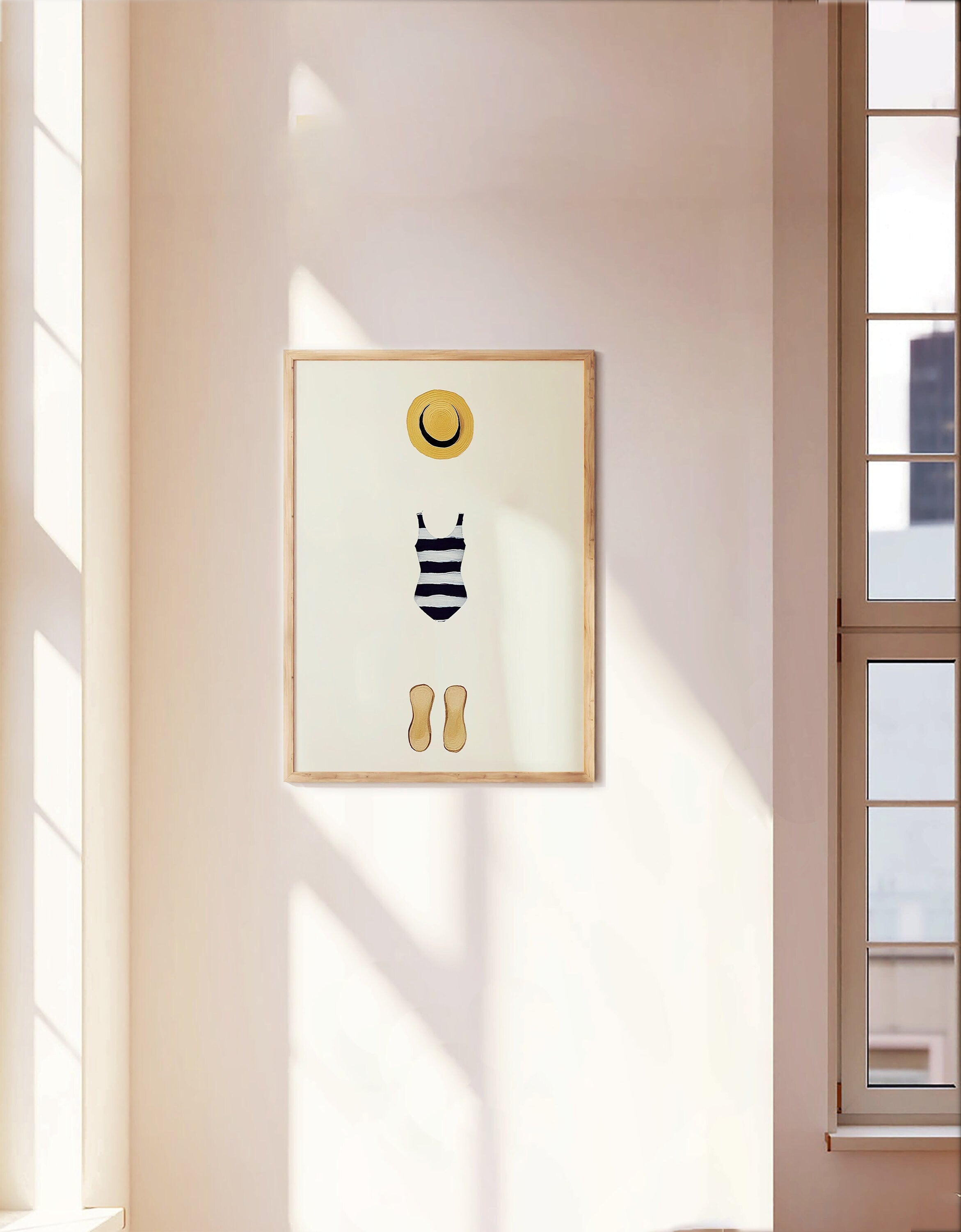 Cute summer print, Beach day art, Female diving Print, Minimalist Wall Art, Dorm decor, Bikini Print, summer wall art, watercolor print