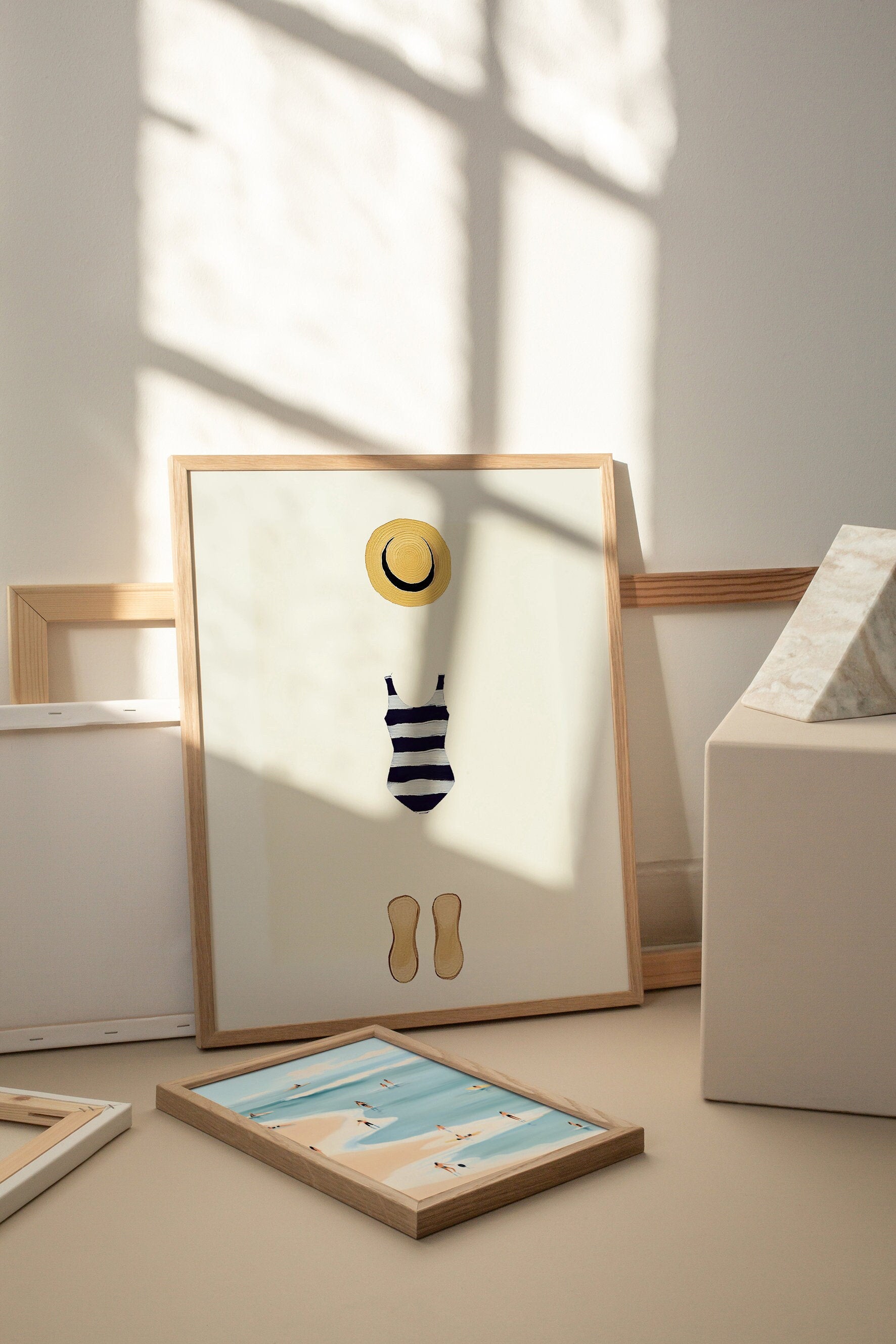 Cute summer print, Beach day art, Minimalist Wall Art, Dorm decor, Blue Art Print, blue wall art, blue wall art, acstract print, digital print, abstract people art, scandinavian art, nordic print, nordic wall art, summer print, beach wall art