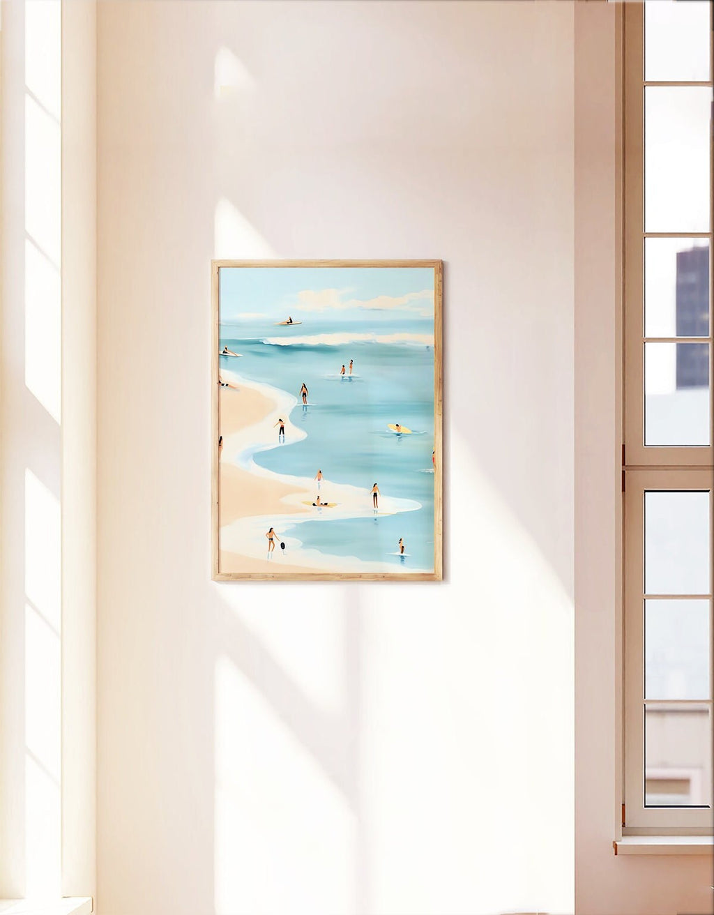 Cute summer print, Beach poster, Female diving Print, Minimalist Wall Art, Dorm decor, Blue Art Print, blue wall art, blue wall art