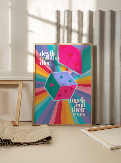 Devils roll the dice print, colorful Taylor poster, gift for her, Taylor gift fan, roll the dice print, angels roll their eyes print